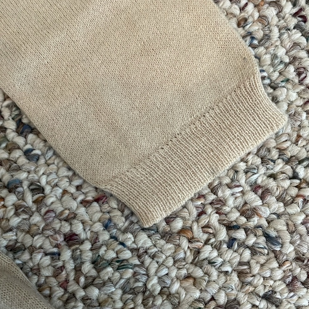 Olivaceous Anthropologie Mixed Fabric L/S Top. Cream Colored - Picture 3 of 9